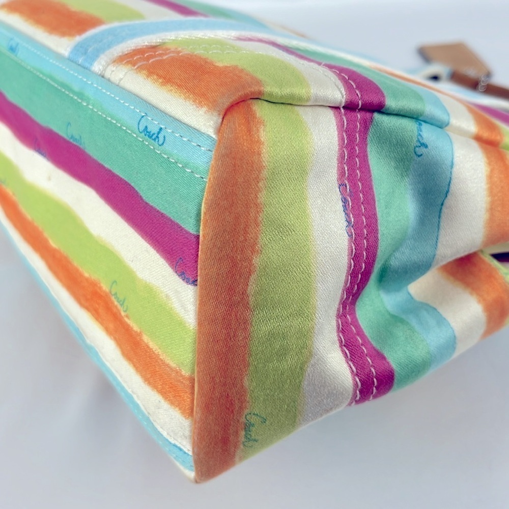 Coach Hampton Watercolors Pastel Striped Fabric Tote Handbag Small G0932-10025 - Picture 10 of 16